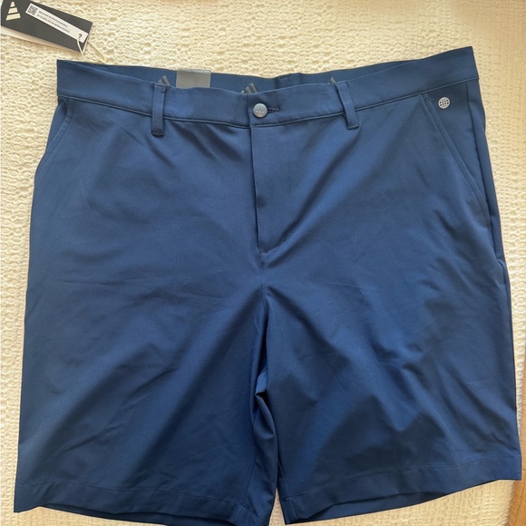adidas Men's Navy Flat Front Shorts - Picture 1 of 3